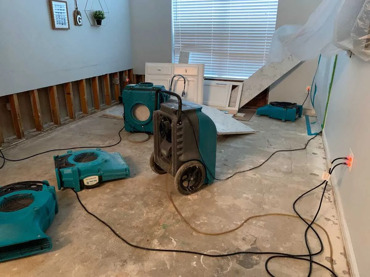Dehumidifier in flood-cut room for Water Damage Restoration in Rhinebeck